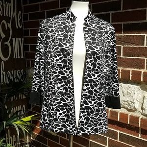 Animal Print Black White Cardigan Sweater Jacket